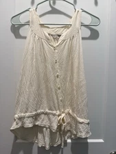 Women’s Guess Ivory Sleeveless Blouse Peplum Size Large