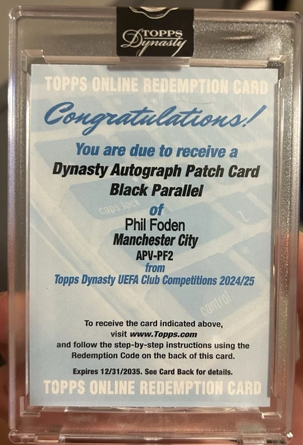 Phil Foden 2024-25 Topps Dynasty UEFA Jersey Patch Autograph Black /5 Redemption