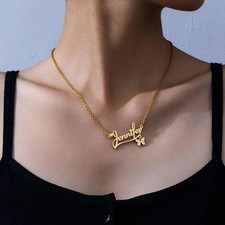 Custom Name Necklace Personalized Stainless Steel Letter Pendant Chain Nameplate