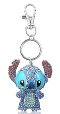 Disney STITCH Pave Key Chain Bag Charm With Rhinestones Blue NEW in Box