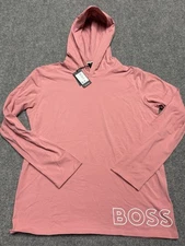 Hugo Boss Hooded T-Shirt Mens Medium Red Identity Long Sleeve Hood Tee