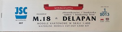 JSC waterline card model kit of the monitor M.28 and bunkering boat Delapan
