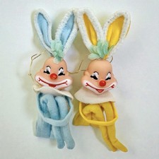 Knee Hugger Elf Bunny Ornament Japan Pixie Vintage 8 Lot 2 Rabbit Creepy Clown