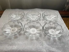 Set of 6 Antique Edwardian Heisey Glass Co. Clear Pressed Bowls - About 4.75"W