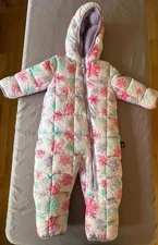 Spyder Multi Color Snowflake Bunting Pink Girls Snowsuit 6-12 mths. 