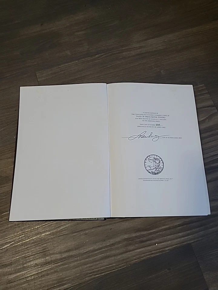 Tales Of Fresh Water Fishing By ZANE GREY 1991 SIGNED LIMITED EDITION #1804 - Image 2 of 4