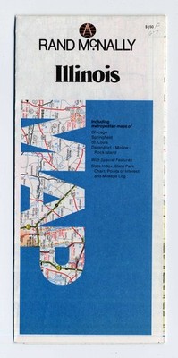 Illinois Street Map vintage 1985 Rand McNally  **see scans**