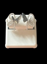 Sterling Silver Earrings- BUTTERFLY WINGS - cubic zirconias- post back