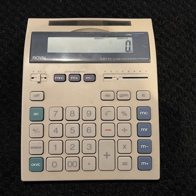 Royal LD140 12 Digit Solar & Battery Powered Calculator Flip Up Screen 8''L x 6''W