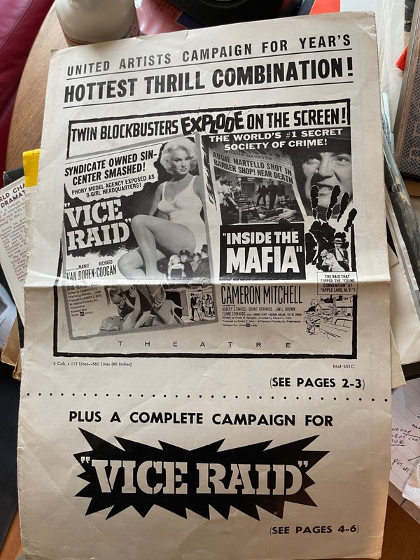 Vice Raid/Inside The Mafia Double Feature Pressbook