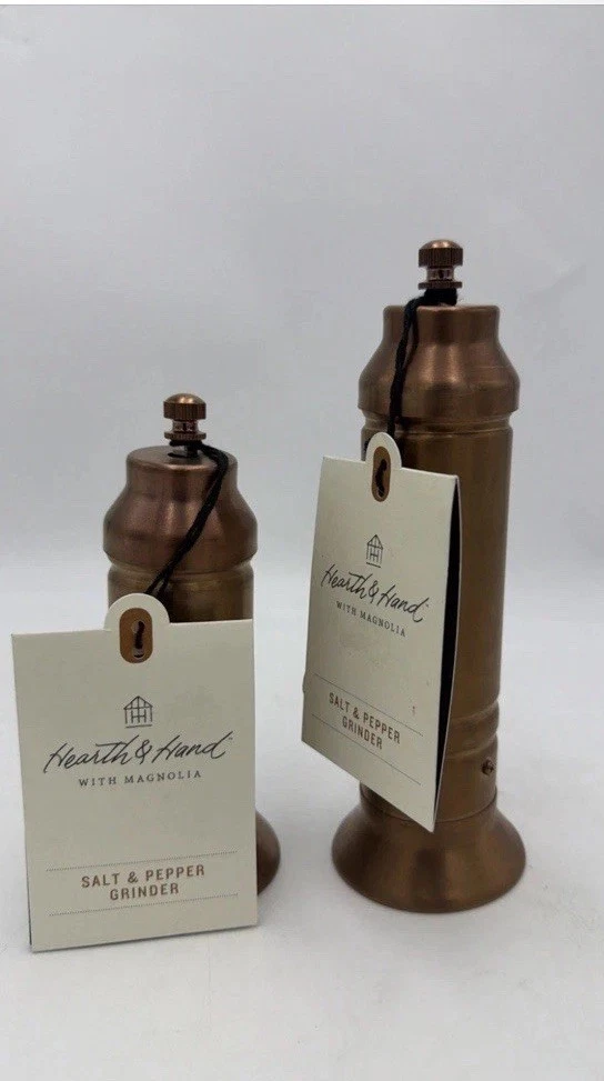 Hearth & Hand With Magnolia Salt & Pepper 2pc Copper Gold Finish Crank Grinder