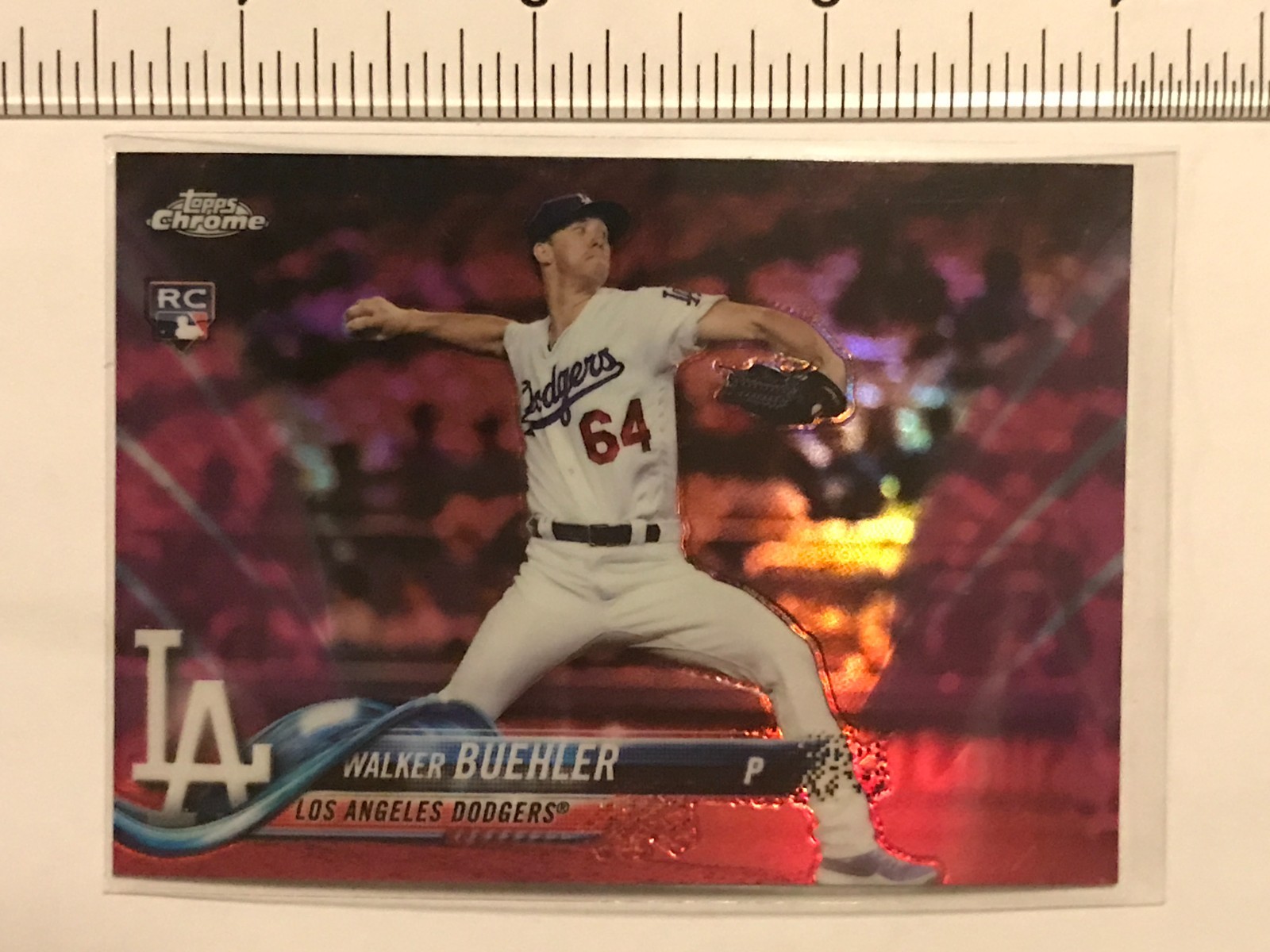 2018 Topps Chrome Pink Refractor Walker Buehler Rookie Card #71 RC LA Dodgers