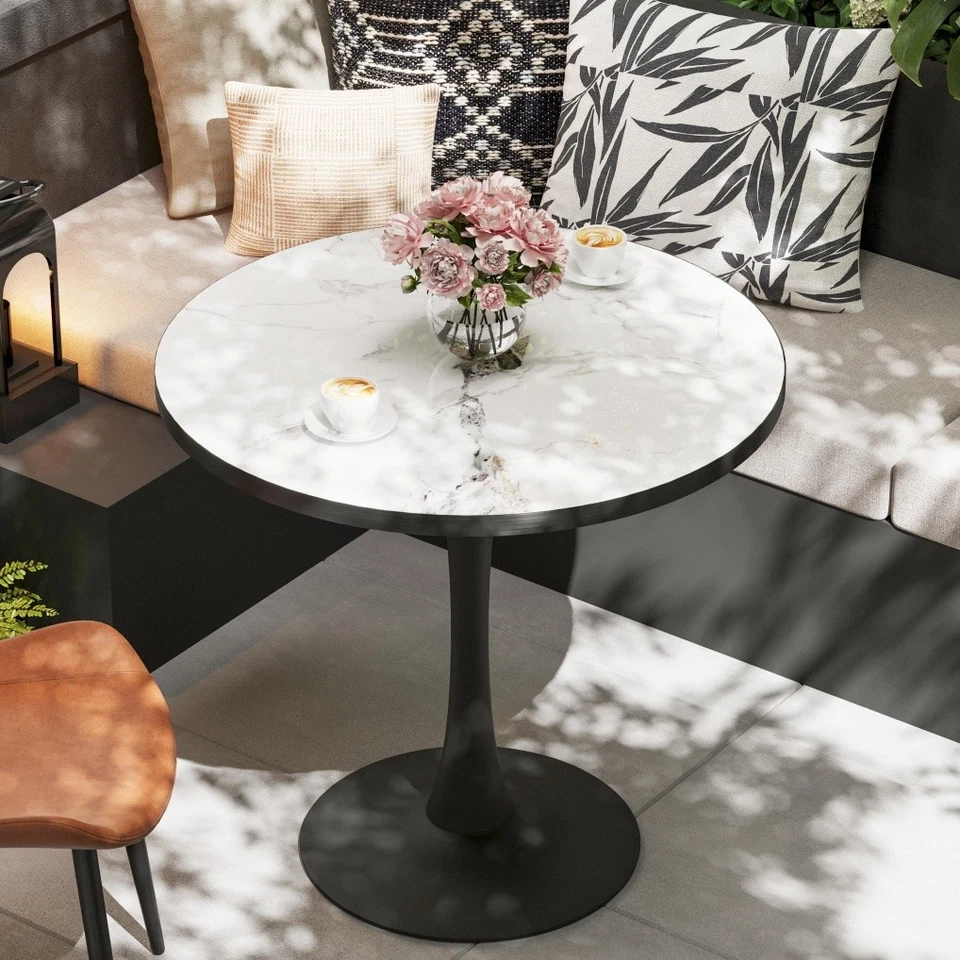 30” Round Dining Table with Tulip Base Marble Kitchen Dinner Table Coffee Table - Image 3 of 4