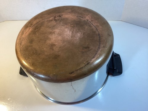 Vintage Revere Ware 6 Qt Stock Pot Clinton, IL USA Copper Bottom 1801 With Lid - Picture 3 of 6