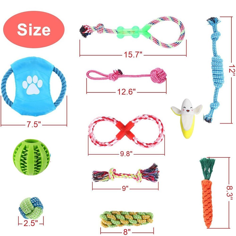 10 Pcs Dog Toys Puppy Toys Rope Toys Braided Rope Chew Play Toys Teething Toys