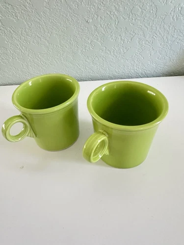 Fiestaware Set Of 2 Green Coffee Mugs O Ring Handles