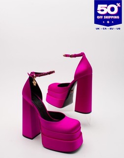 RRP€1190 VERSACE Satin Ankle Strap Shoes US10 EU40 UK7 Medusa Charm Rhinestones