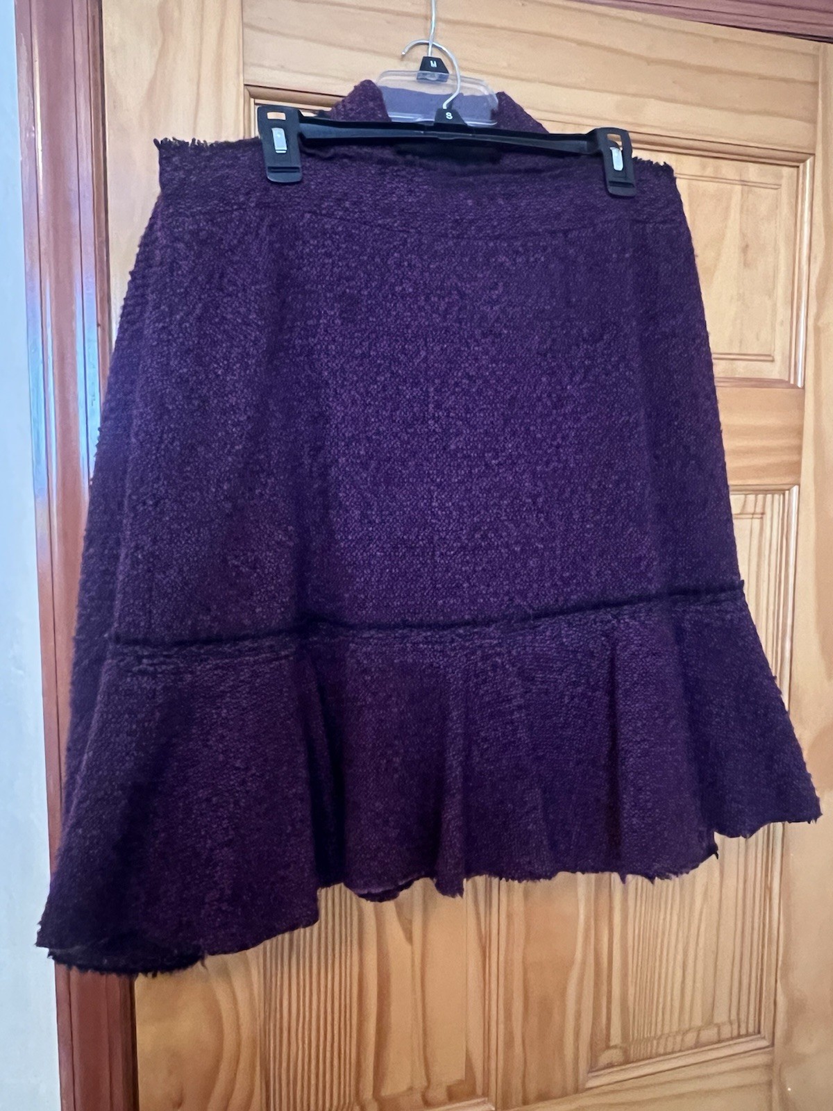DKNY Women's Two Piece Suit Set Jacket Size 14 Skirt Size 12 Wool Blend Purple image 4