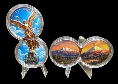 2026 2x1 Oz .999 Copper Mexico Angel of Liberty Volcano Color + Infinity Capsule