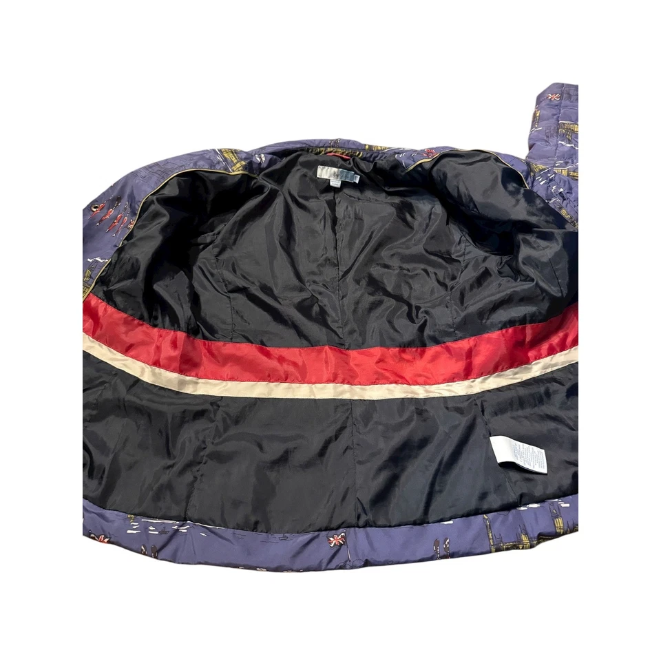 Chaqueta de plumón Boden London estampada para mujer talla 10 acolchada abrigo cálido de plumas Foto 3 de 4