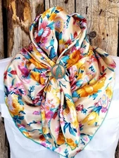 Wild Rag Scarf Western Cowboy Buckaroo Scarves Bandana Cowgirl Silky Floral