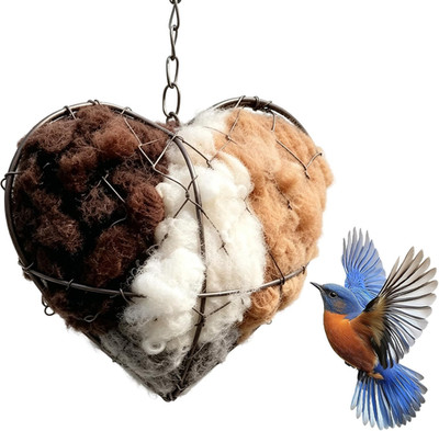 Nistmaterial Für Vögel, Handgefertigtes Vogelnest in Herzform Aus Alpakafaser, N