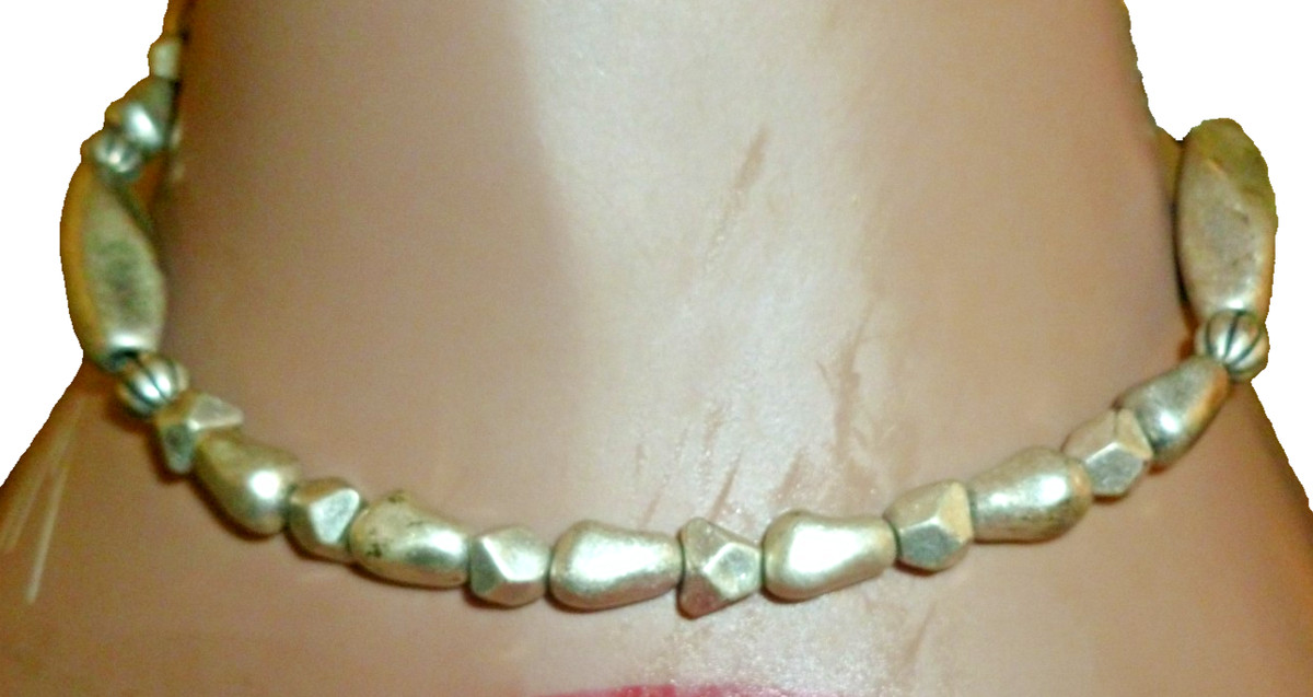 Vintage George Necklace Silver  Tone Plastic Bead 24"