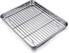 Baking Tray and Rack Set, Stainless Steel Baking Pan Cookie Sheet with Cooling R