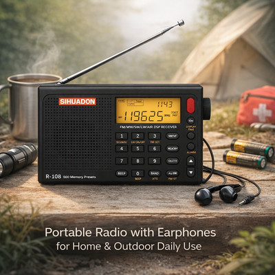 SIHUADON Portable Radio R108 AM FM SW Airband Full Band DSP Radio +free Earphone
