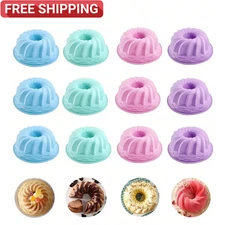 12/24 Silicone Cake & Muffin Cupcake Liners Reusable Baking Cups Chocolate Molds