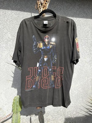 Vintage Judge Dredd T Shirt Movie Promo 90s Sylvester Stallone Sz L Faded Black