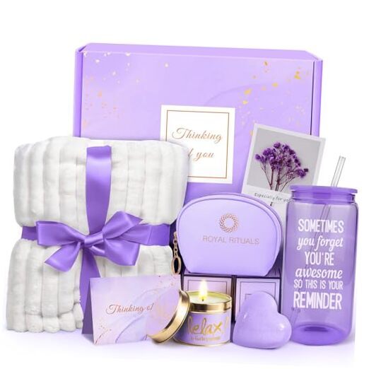 Womens Gifts for Christmas - Spa Gift Baskets for Women, Self Care Get Lavender