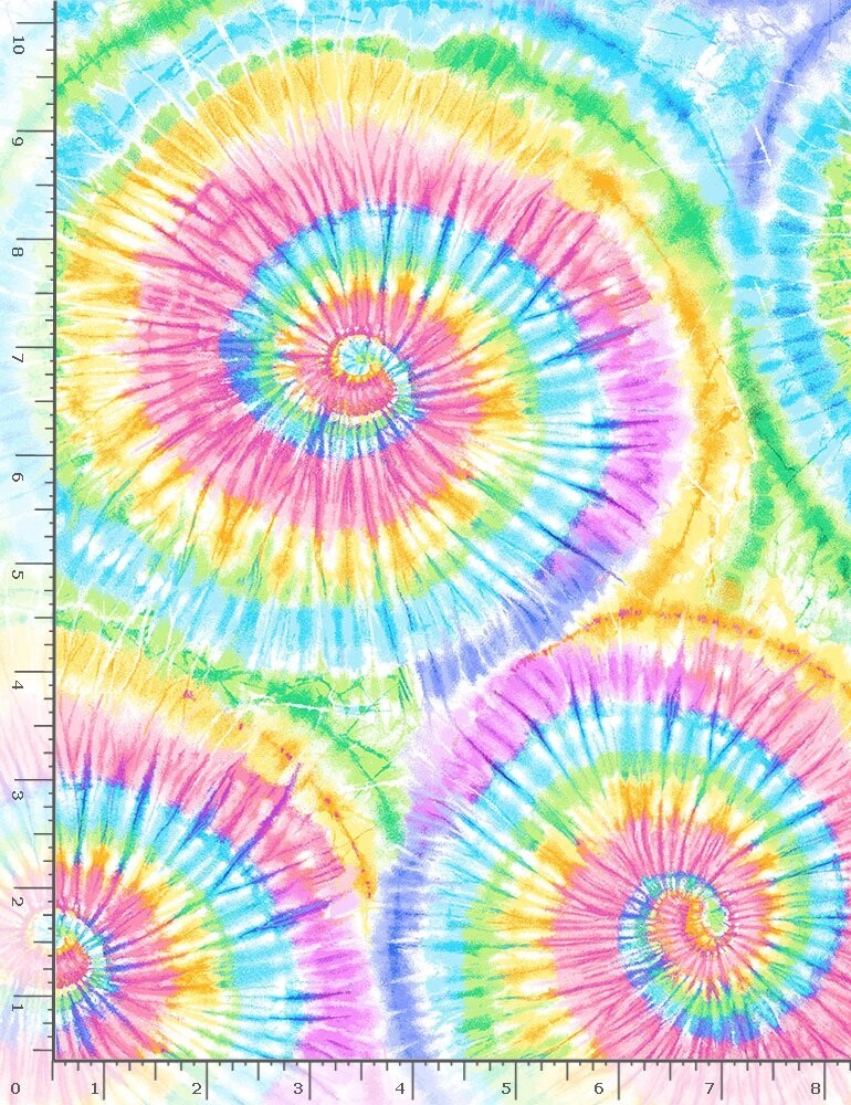 Groovy Fabric Timeless Treasures Pastel Rainbow Tie-Dye Swirl