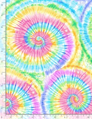 Groovy Fabric Timeless Treasures Pastel Rainbow Tie-Dye Swirl