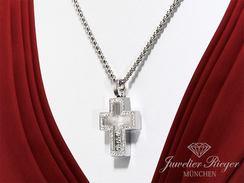 Chopard Collier Happy Diamonds Kreuz Weissgold 750 Diamanten Kette Gold - Bild 2 von 4
