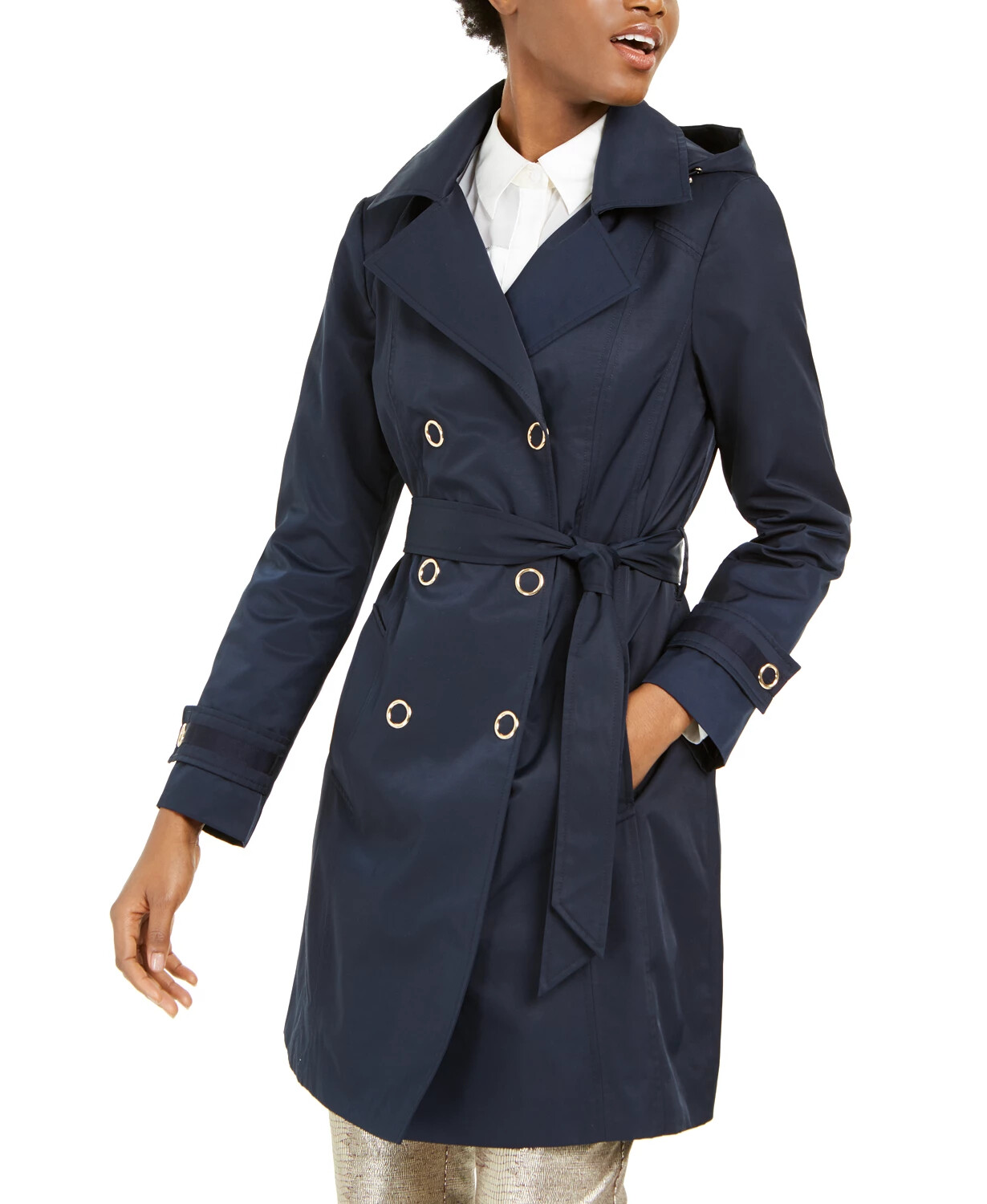 single breasted hooded coat