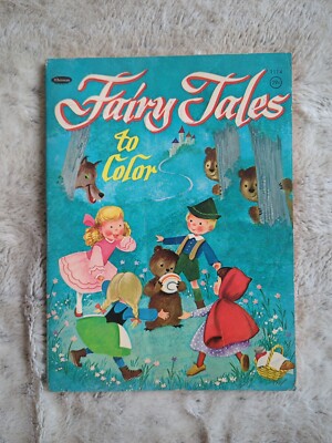 FAIRY TALES TO COLOR Coloring book Whitman Publishing 1968 PARTIAL USED  Vtg SC