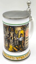 Original BMF Bierseidel Bierkrug Zinn Deckel Gasthaus 'Hoch soll er leben..Drei