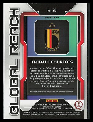 2022 Panini Prizm World Cup #28 Thibaut Courtois Silver Global Reach