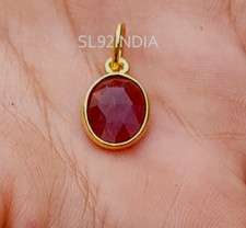 Natural Garnet Charm ,18k Solid Gold Charm ,Gemstone Handmade Charm Pendant
