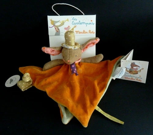 A2. ROTY LES TARTEMPOIS RABBIT ORANGE GREEN HAT MILL FLAT BLANKET - 100% NEW