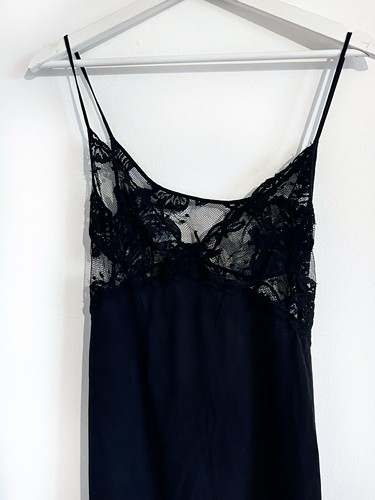 La Perla Lace & Silk Slip Dress Gown Black Cut Out Back Size 2 - Picture 2 of 11