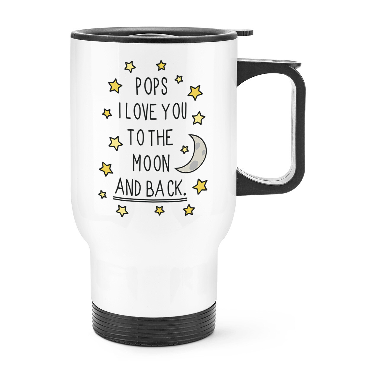 Pops I Love You To The Moon And Back Travel Mug Cup With Handle - Funny Grandad