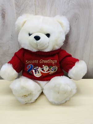 Main Joy Limited 17'' 2000 Red Sweater Seasons Greetings White Plush Xrimas Bear