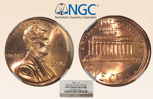 2006 1C Lincoln NGC MS65RD Error 5% Off Ctr Rare Date! - RicksCafeAmerican.com
