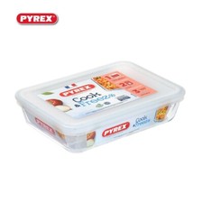 Pyrex Glass Dish Food Storage Baking Serving Dish with Plastic Lid Cook & Freeze