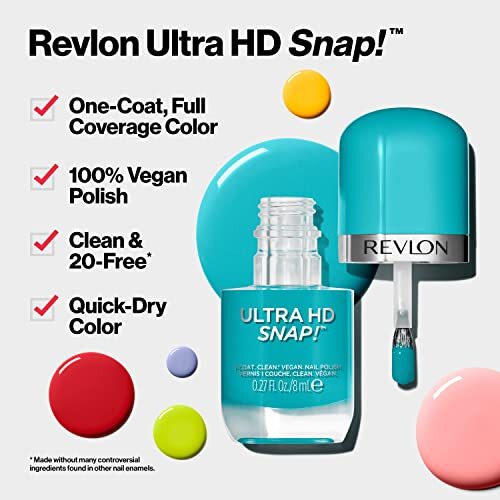 Revlon Ultra HD Snap Nagellack, langanhaltende vegane Formel, rot und echt 014 - Bild 2 von 9