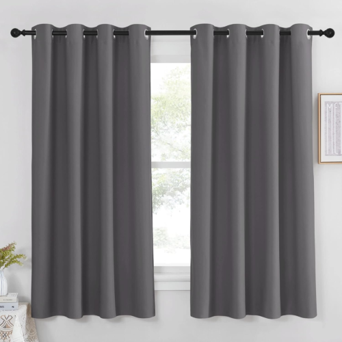 Blackout Curtain(Grey)Thermal Insulated bedRoom Darkening Drape, W52 X L63 Inch