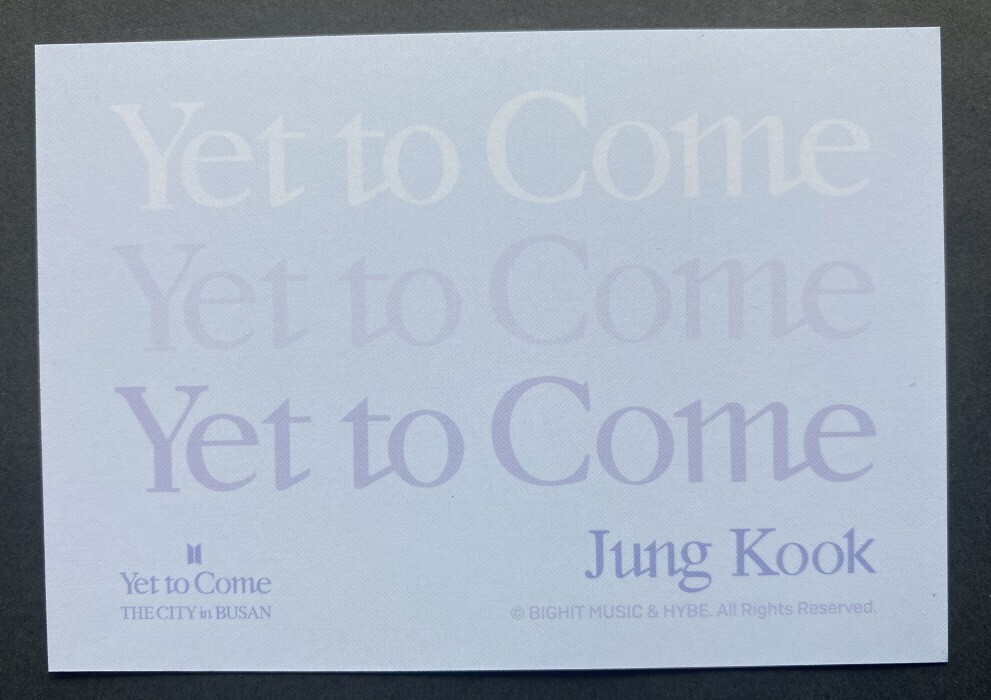 BTS-OFFICIAL YET TO COME IN BUSAN HOTEL PHOTO CARD JUNGKOOK | eBay