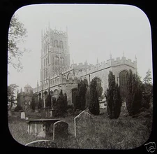 Glass Magic Lantern Slide CHIPPING CAMPDEN CHURCH C1900 GLOUCESTERSHIRE 